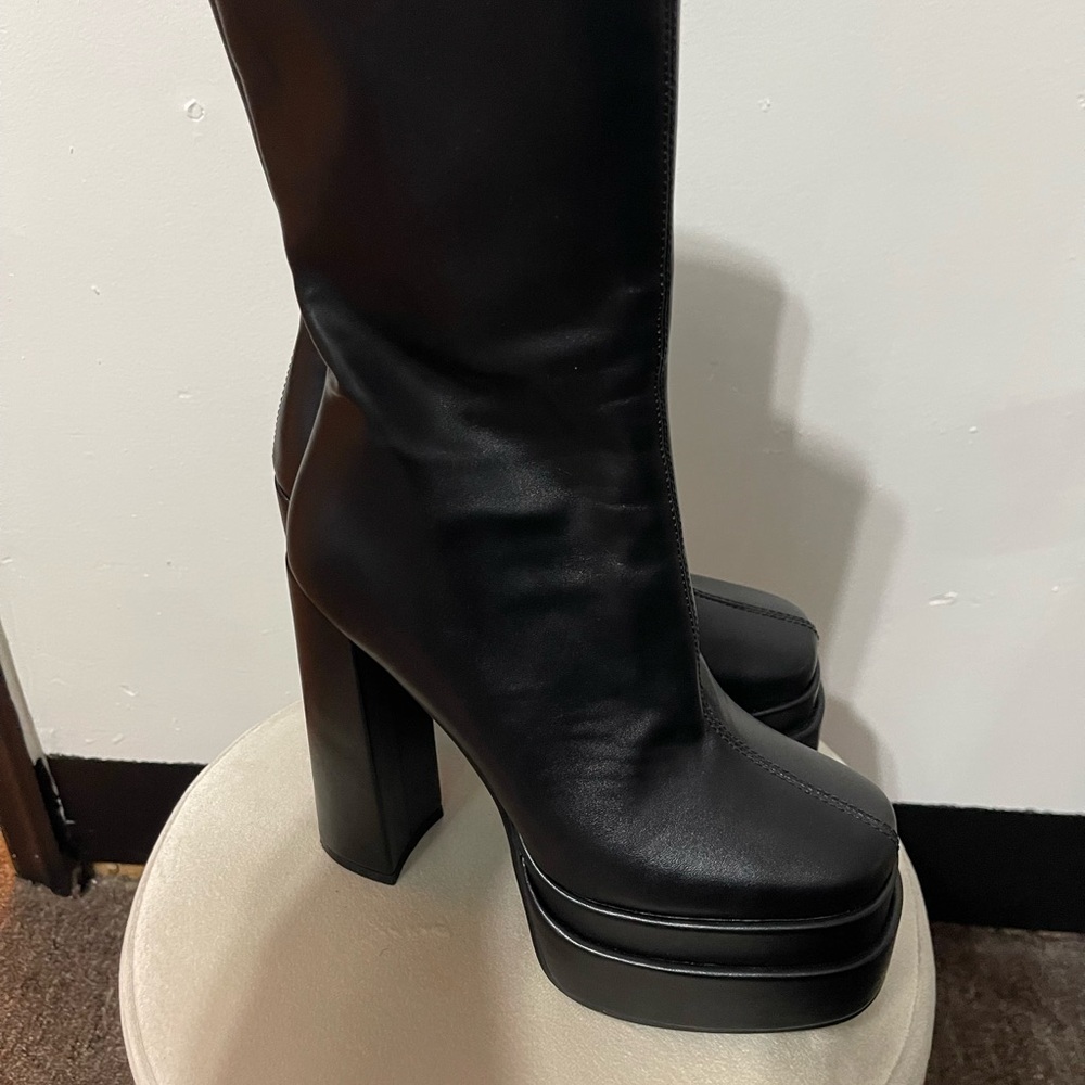 Women's Double Platform Ankle Boots Chunky Heel Booties